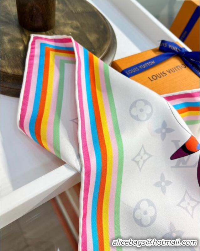 Discount Louis Vuitton LV x TM Superflat Characters Silk Square Scarf 90x90cm 0618 White 2025