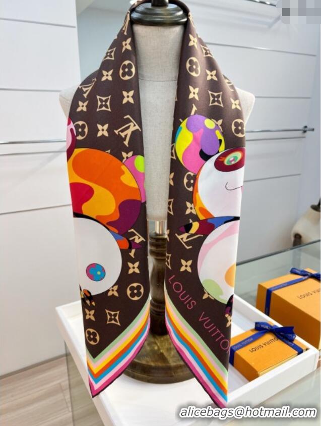 Popular Style Louis Vuitton LV x TM Superflat Characters Silk Square Scarf 90x90cm 0618 Brown 2025