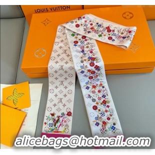 Well Crafted Louis Vuitton LV x TM Silk Bandeau Scarf 8x120cm 0617 White/Multicolor 2025