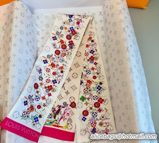Well Crafted Louis Vuitton LV x TM Silk Bandeau Scarf 8x120cm 0617 White/Multicolor 2025