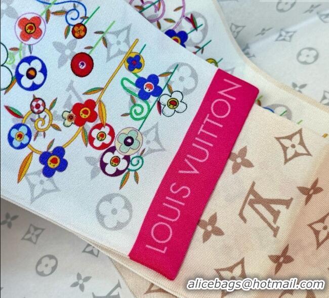 Well Crafted Louis Vuitton LV x TM Silk Bandeau Scarf 8x120cm 0617 White/Multicolor 2025