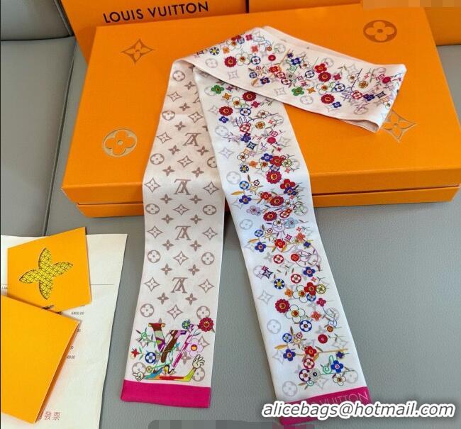 Well Crafted Louis Vuitton LV x TM Silk Bandeau Scarf 8x120cm 0617 White/Multicolor 2025