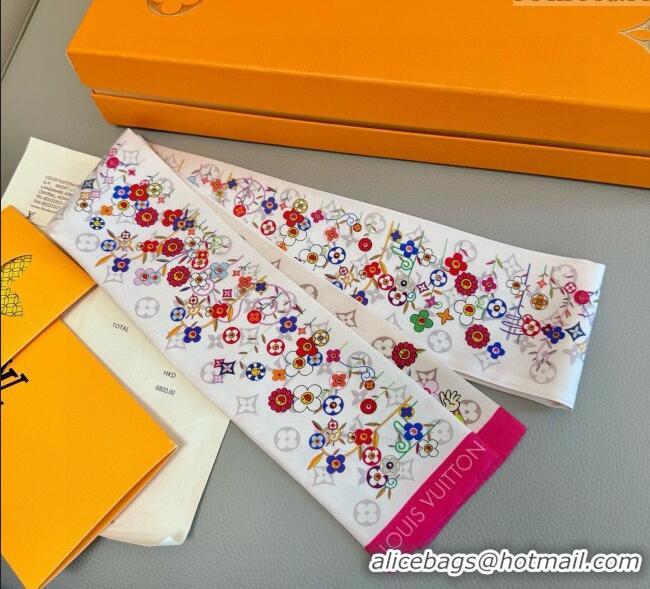 Well Crafted Louis Vuitton LV x TM Silk Bandeau Scarf 8x120cm 0617 White/Multicolor 2025