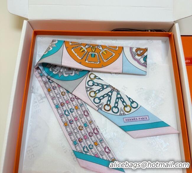 Promotional Hermes Effet Kaleidoscope Silk Twilly Bandeau Scarf 5x86.5cm 7063 Pink 2025
