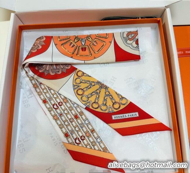 Inexpensive Hermes Effet Kaleidoscope Silk Twilly Bandeau Scarf 5x86.5cm 7063 Orange 2025