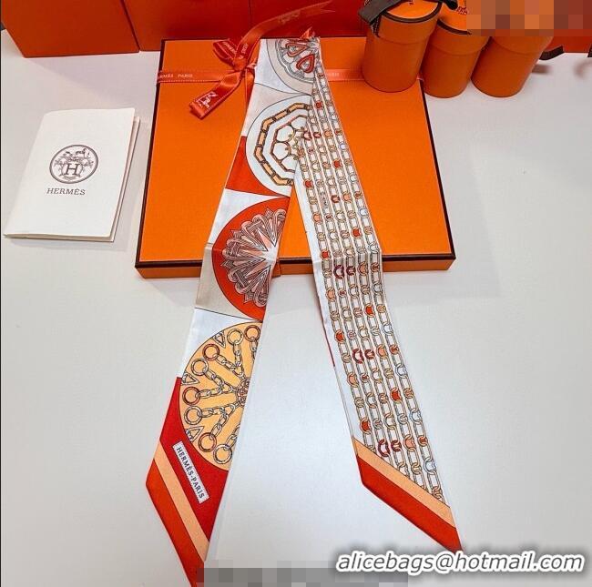 Inexpensive Hermes Effet Kaleidoscope Silk Twilly Bandeau Scarf 5x86.5cm 7063 Orange 2025