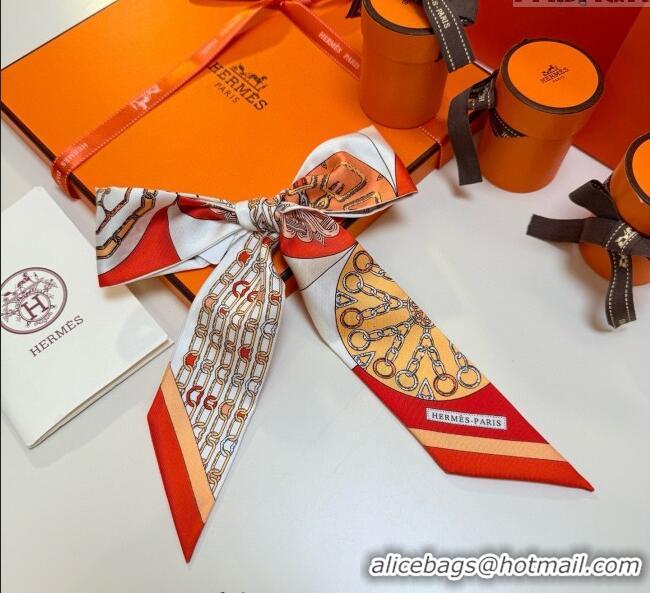Inexpensive Hermes Effet Kaleidoscope Silk Twilly Bandeau Scarf 5x86.5cm 7063 Orange 2025