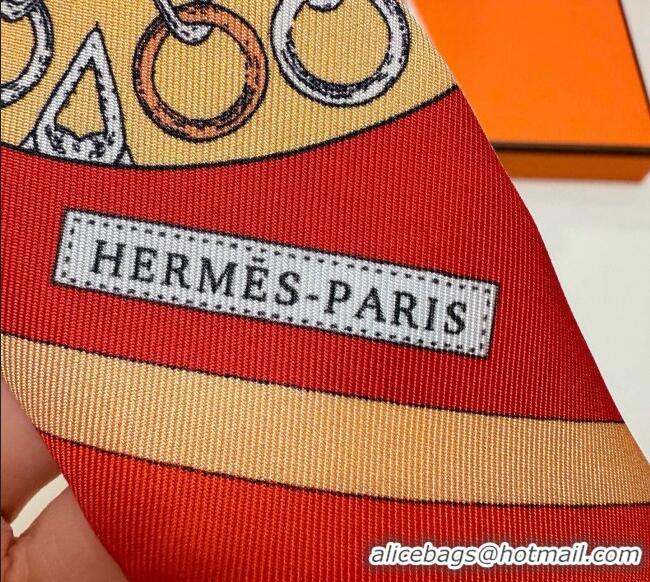 Inexpensive Hermes Effet Kaleidoscope Silk Twilly Bandeau Scarf 5x86.5cm 7063 Orange 2025