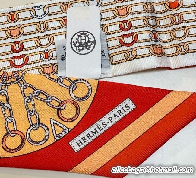 Inexpensive Hermes Effet Kaleidoscope Silk Twilly Bandeau Scarf 5x86.5cm 7063 Orange 2025