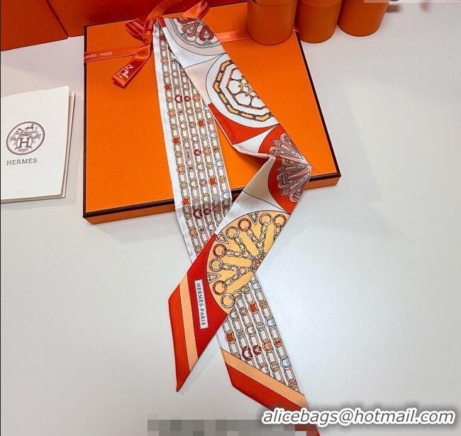Inexpensive Hermes Effet Kaleidoscope Silk Twilly Bandeau Scarf 5x86.5cm 7063 Orange 2025