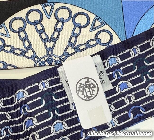 Luxury Cheap Hermes Effet Kaleidoscope Silk Twilly Bandeau Scarf 5x86.5cm 7063 Blue 2025