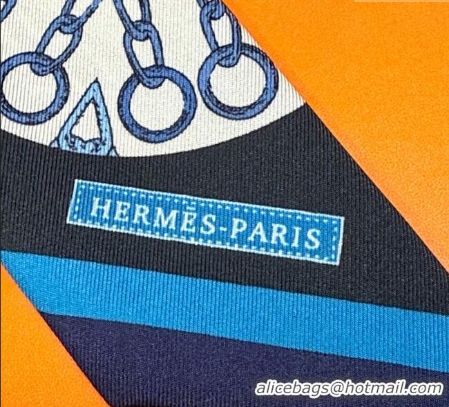 Luxury Cheap Hermes Effet Kaleidoscope Silk Twilly Bandeau Scarf 5x86.5cm 7063 Blue 2025