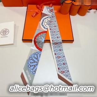 Luxury Cheap Hermes Effet Kaleidoscope Silk Twilly Bandeau Scarf 5x86.5cm 7063 Brown 2025