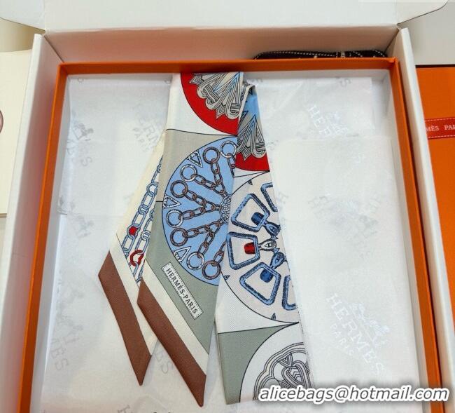 Luxury Cheap Hermes Effet Kaleidoscope Silk Twilly Bandeau Scarf 5x86.5cm 7063 Brown 2025