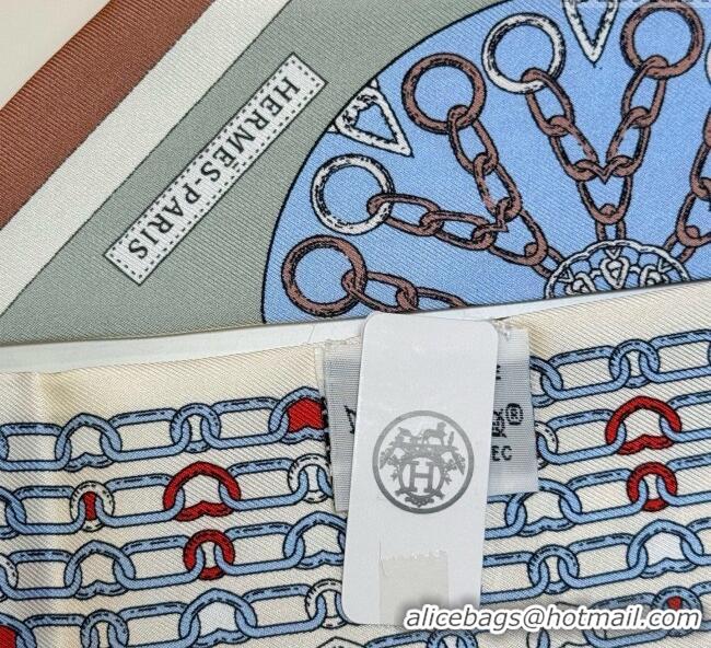 Luxury Cheap Hermes Effet Kaleidoscope Silk Twilly Bandeau Scarf 5x86.5cm 7063 Brown 2025