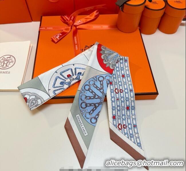 Luxury Cheap Hermes Effet Kaleidoscope Silk Twilly Bandeau Scarf 5x86.5cm 7063 Brown 2025