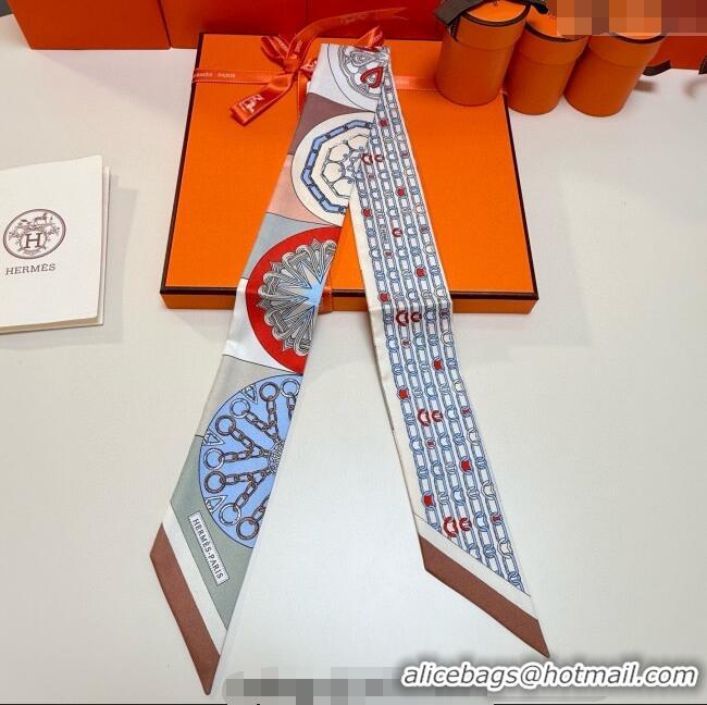 Luxury Cheap Hermes Effet Kaleidoscope Silk Twilly Bandeau Scarf 5x86.5cm 7063 Brown 2025