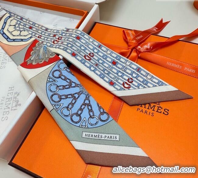 Luxury Cheap Hermes Effet Kaleidoscope Silk Twilly Bandeau Scarf 5x86.5cm 7063 Brown 2025