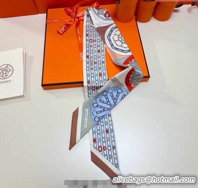 Luxury Cheap Hermes Effet Kaleidoscope Silk Twilly Bandeau Scarf 5x86.5cm 7063 Brown 2025