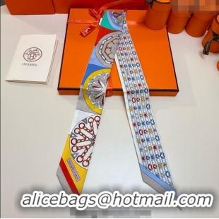 Well Crafted Hermes Effet Kaleidoscope Silk Twilly Bandeau Scarf 5x86.5cm 7063 Grey 2025