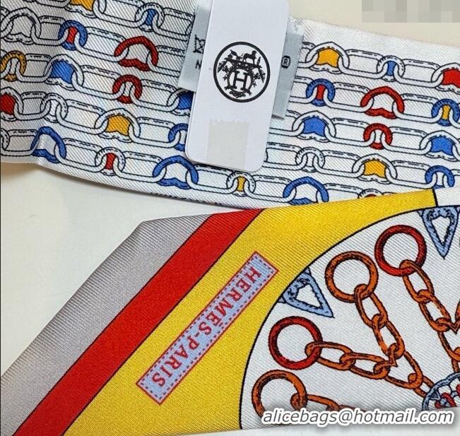Well Crafted Hermes Effet Kaleidoscope Silk Twilly Bandeau Scarf 5x86.5cm 7063 Grey 2025
