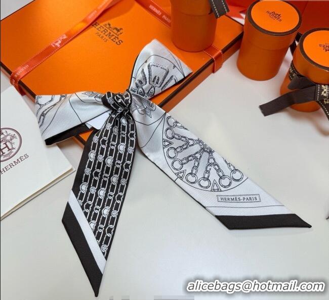 Most Popular Hermes Effet Kaleidoscope Silk Twilly Bandeau Scarf 5x86.5cm 7063 Black 2025
