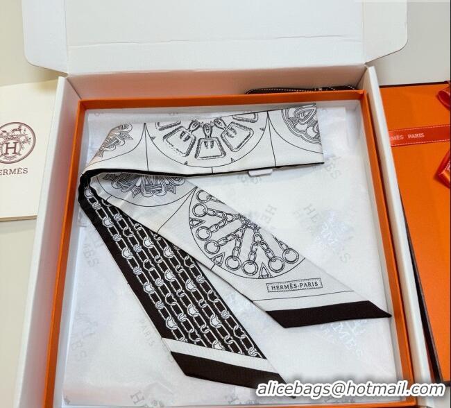 Most Popular Hermes Effet Kaleidoscope Silk Twilly Bandeau Scarf 5x86.5cm 7063 Black 2025