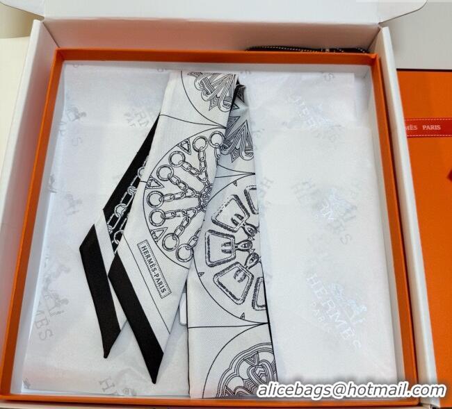 Most Popular Hermes Effet Kaleidoscope Silk Twilly Bandeau Scarf 5x86.5cm 7063 Black 2025