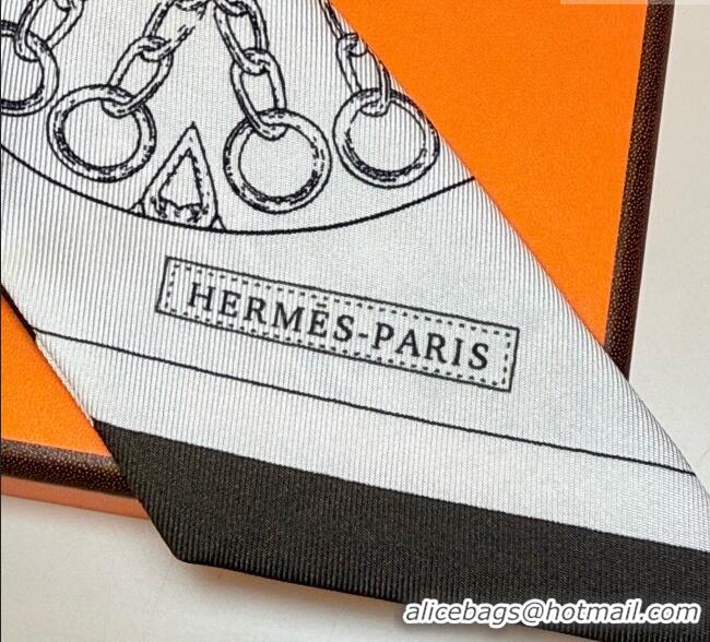 Most Popular Hermes Effet Kaleidoscope Silk Twilly Bandeau Scarf 5x86.5cm 7063 Black 2025