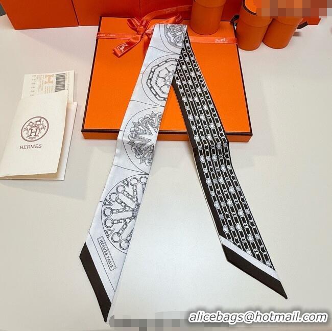 Most Popular Hermes Effet Kaleidoscope Silk Twilly Bandeau Scarf 5x86.5cm 7063 Black 2025