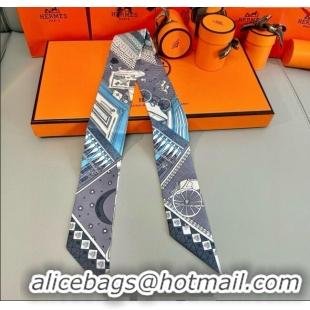Luxury Cheap Hermes Precious Silk Twilly Bandeau Scarf 5x86cm 7063 Grey 2025