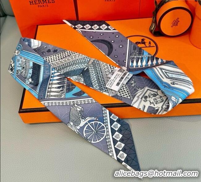 Luxury Cheap Hermes Precious Silk Twilly Bandeau Scarf 5x86cm 7063 Grey 2025