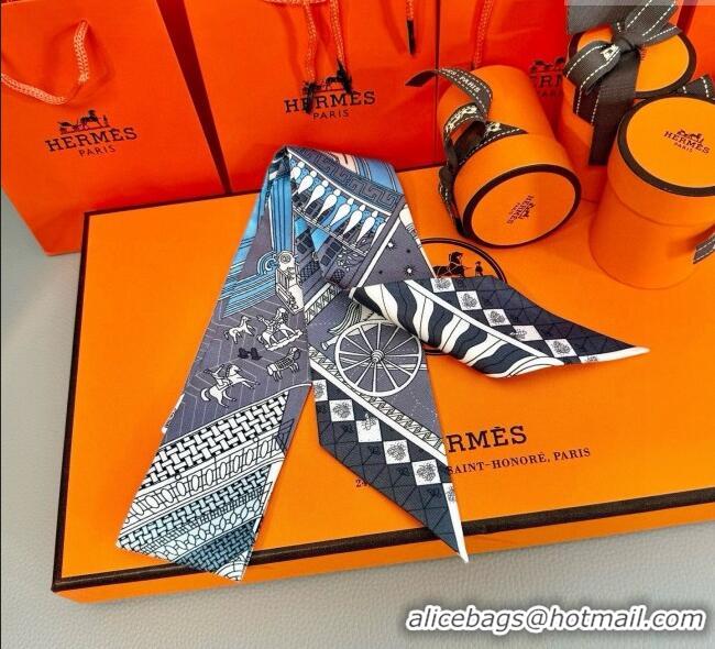 Luxury Cheap Hermes Precious Silk Twilly Bandeau Scarf 5x86cm 7063 Grey 2025