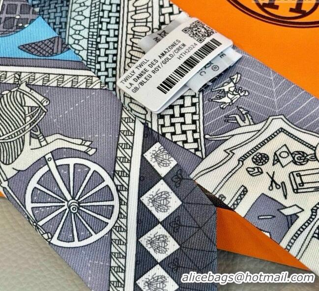 Luxury Cheap Hermes Precious Silk Twilly Bandeau Scarf 5x86cm 7063 Grey 2025