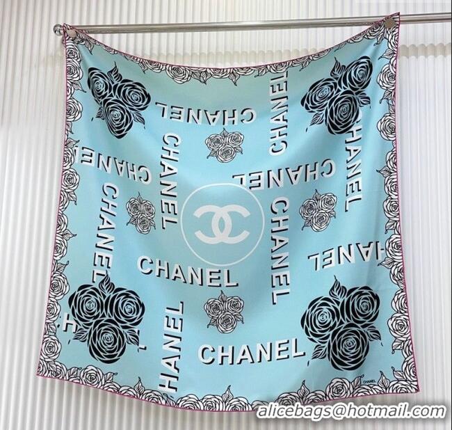 Big Discount Chanel Silk Square Scarf 90x90cm 0617 Blue 2025