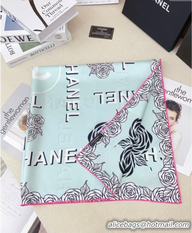 Big Discount Chanel Silk Square Scarf 90x90cm 0617 Blue 2025