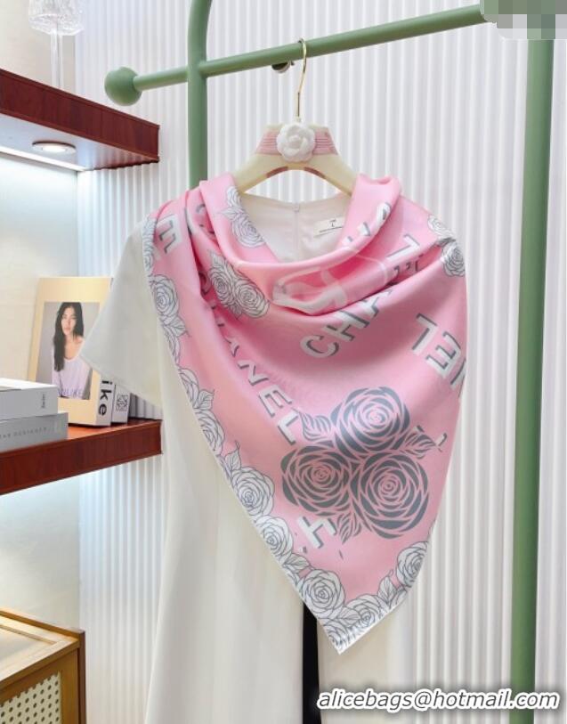 Super Quality Chanel Silk Square Scarf 90x90cm 0617 Pink 2025
