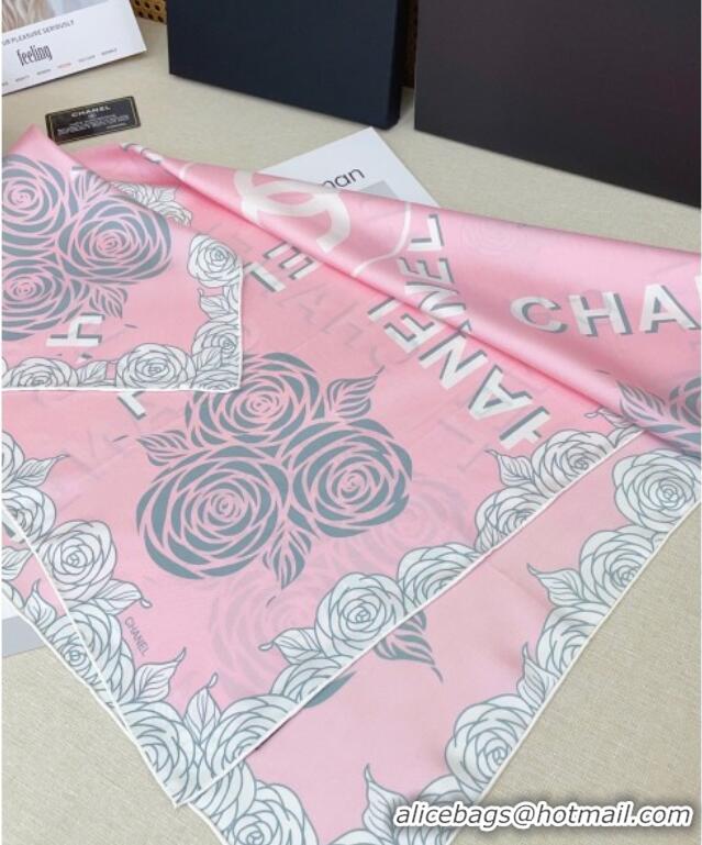 Super Quality Chanel Silk Square Scarf 90x90cm 0617 Pink 2025