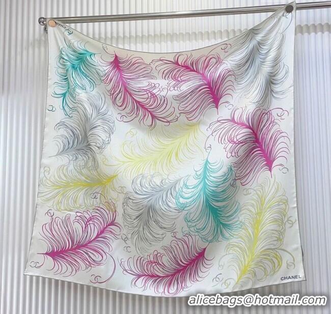 Big Discount Chanel Silk Square Scarf 90x90cm AAA934 White 2025