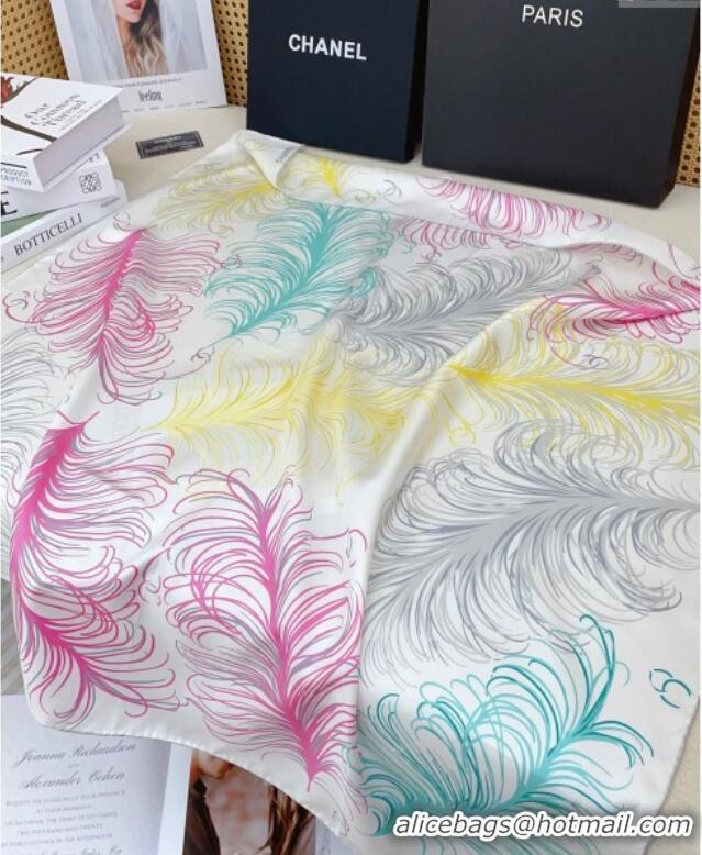 Big Discount Chanel Silk Square Scarf 90x90cm AAA934 White 2025