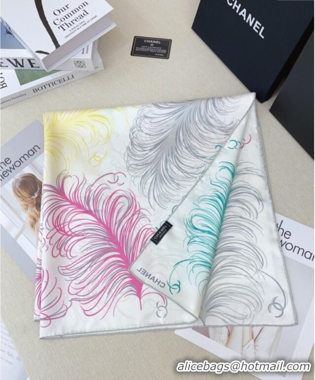 Big Discount Chanel Silk Square Scarf 90x90cm AAA934 White 2025