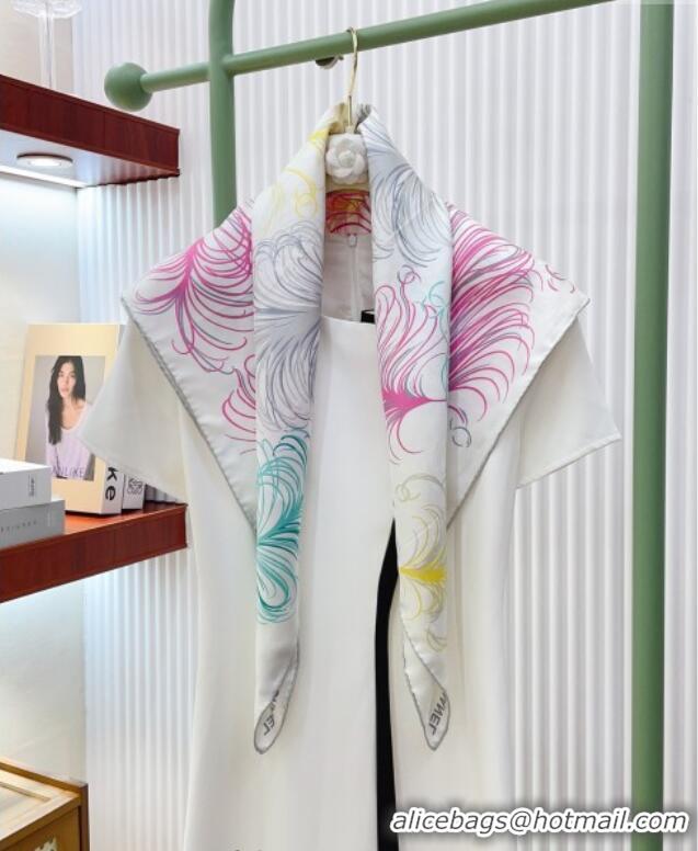 Big Discount Chanel Silk Square Scarf 90x90cm AAA934 White 2025