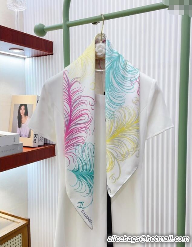 Big Discount Chanel Silk Square Scarf 90x90cm AAA934 White 2025