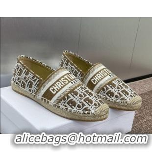 Unique Style Dior Granville Espadrilles Flat in Oblique Embroidered Cotton Brown 0605037