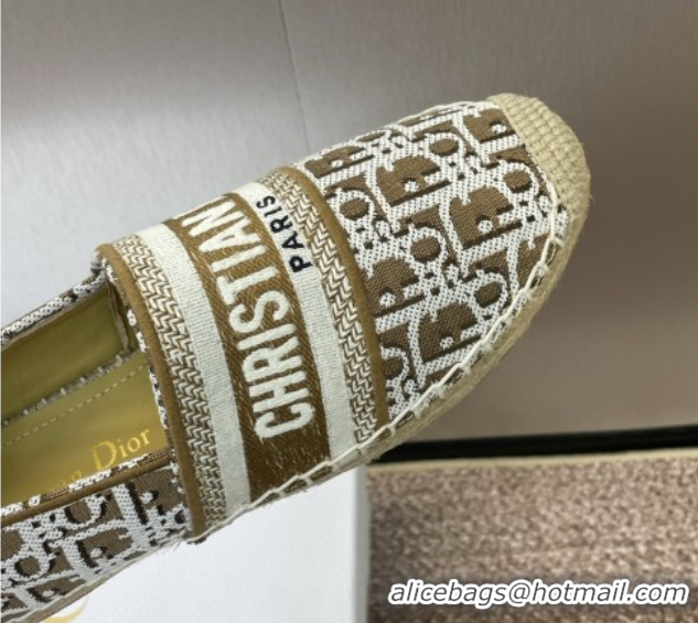 Unique Style Dior Granville Espadrilles Flat in Oblique Embroidered Cotton Brown 0605037