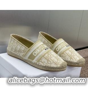 Best Product Dior Granville Espadrilles Flat in Oblique Embroidered Cotton Beige 0605039