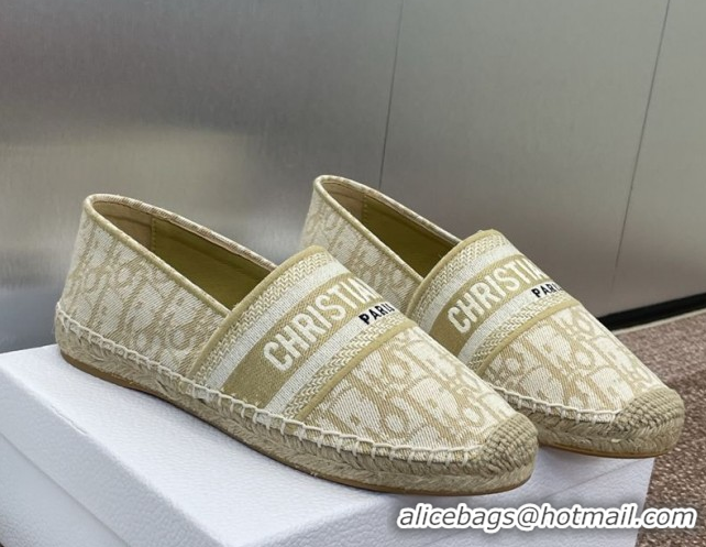 Best Product Dior Granville Espadrilles Flat in Oblique Embroidered Cotton Beige 0605039
