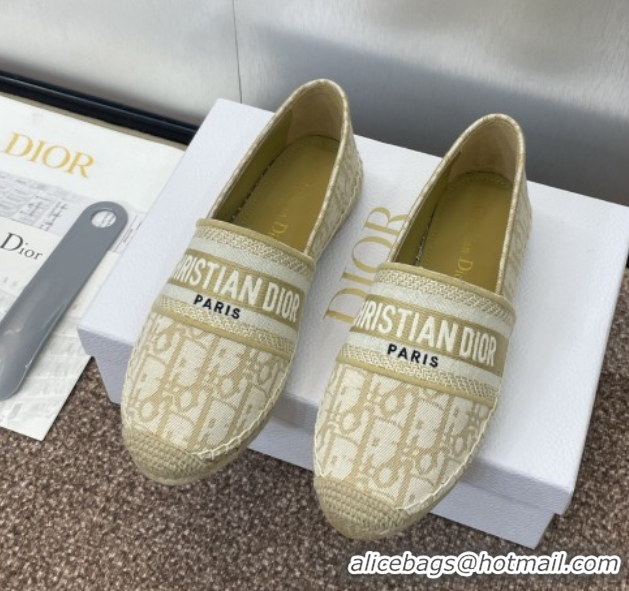 Best Product Dior Granville Espadrilles Flat in Oblique Embroidered Cotton Beige 0605039