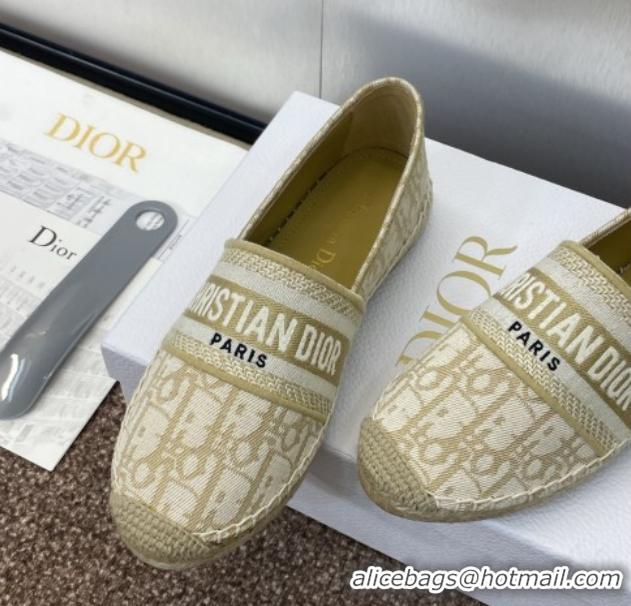 Best Product Dior Granville Espadrilles Flat in Oblique Embroidered Cotton Beige 0605039
