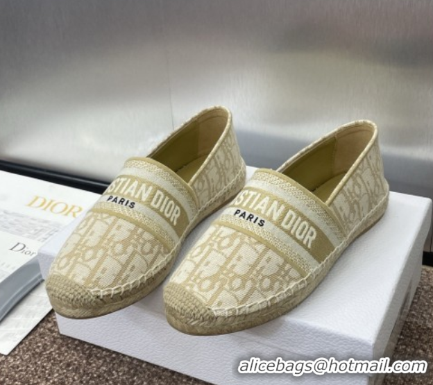 Best Product Dior Granville Espadrilles Flat in Oblique Embroidered Cotton Beige 0605039